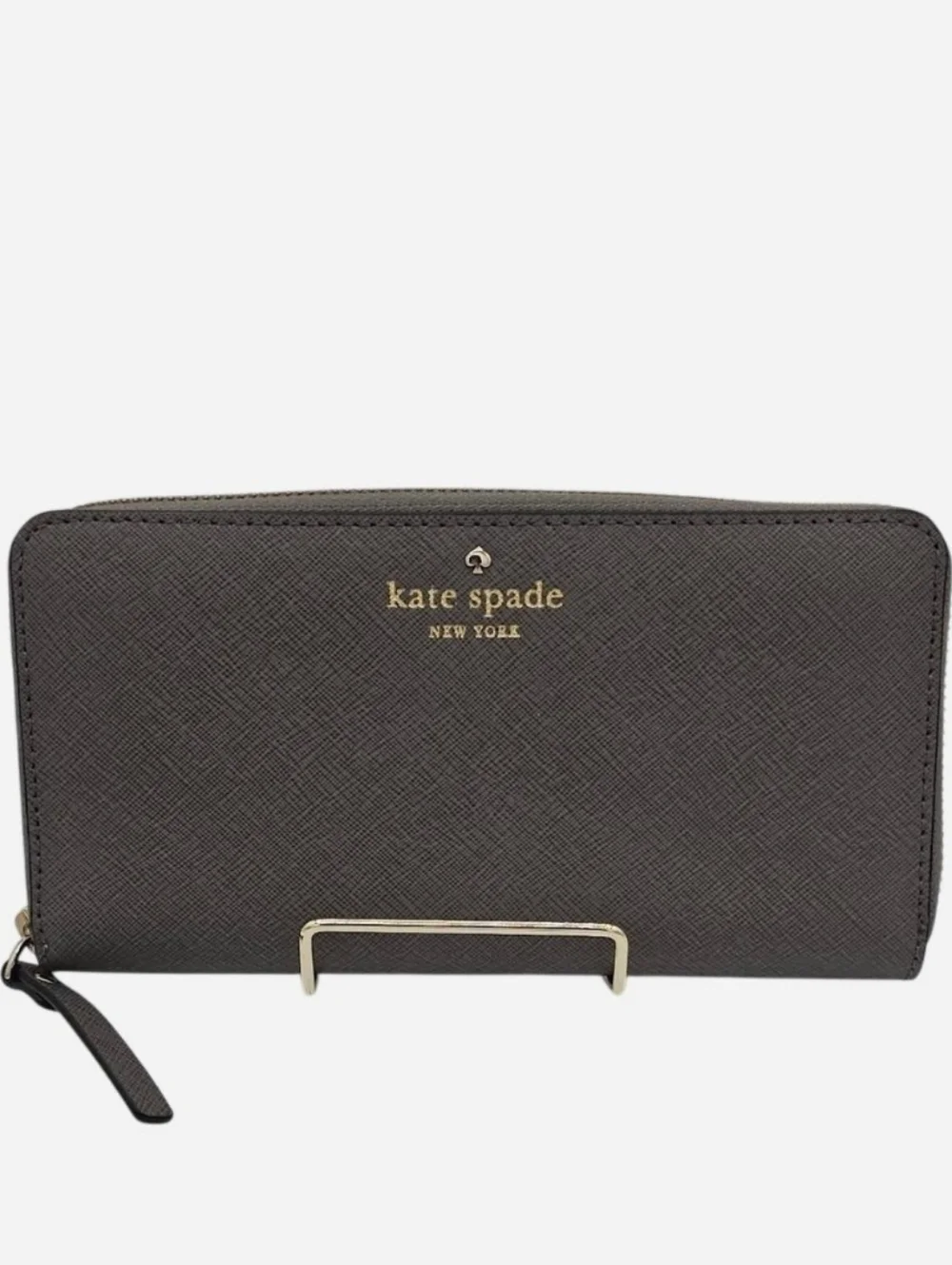 KATE SPADE Dark‎ Gray Saffiano Leather Zip Around Wallet